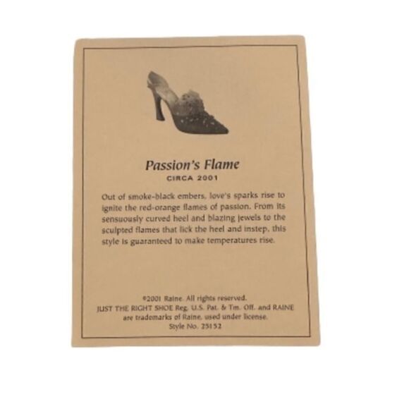 Passion’s Flame Just The Right Shoe Circa 2001.  Passion’s Flame Retired 3.5” - Picture 6 of 7